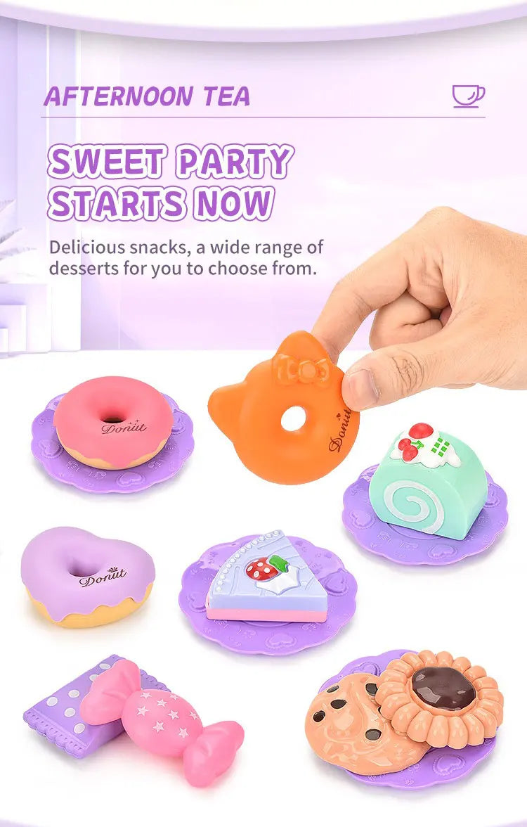 Kids Tea/Pastry Set Toy Simulation Pretend Play Food Playset for Children Montessori Toddler Children Gift Kitchen Girl.