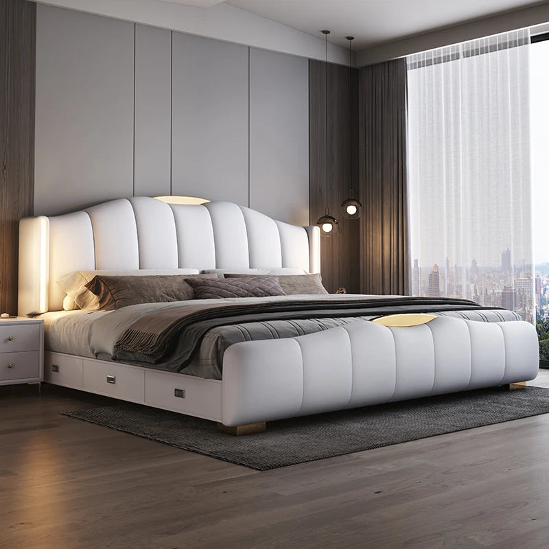 200 x 220 cm Rahmen-Kopfteil, Hochzeitsbett, Hauptschlafzimmer, Kingsize-Doppelbett, 3 Schubladen, Aufbewahrung, luxuriöse Schlafzimmermöbel in voller Größe