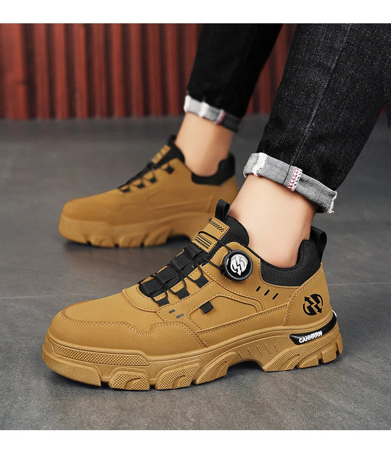 Men Sneakers Spring Autumn New High Top Men Casual Leathers Thick Soled Trendy Wear Resistant Short Boots Platform Sports Shoes.