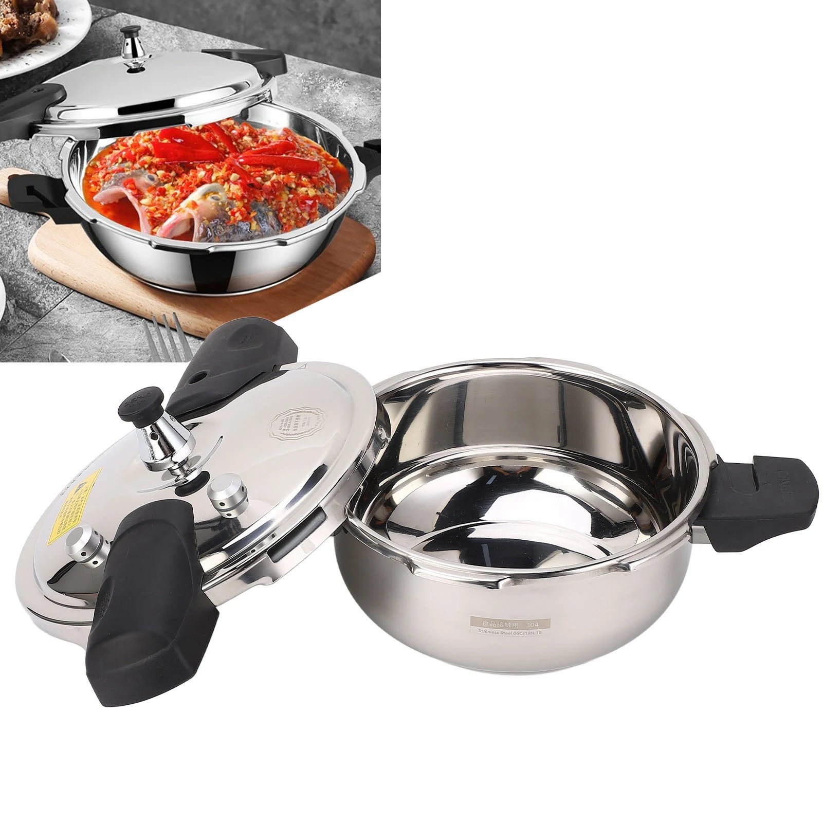 Stainless Steel Mini Pressure Cooker Safe Explosion Proof 1.8L 1.8 Liter Pressure Cooker Oyster Fish Head Pot for Gas Stove Indu.