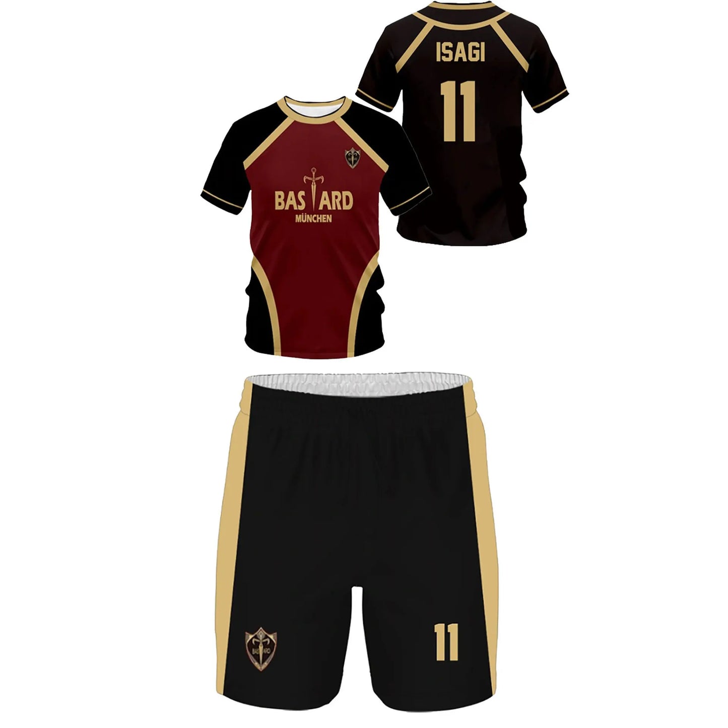 Men Jersey Set Futsal Football Pattern Blue Lock Anime Bastard Munchen 3d Print T-shirt Short 2pcs Sets Suit Sports Tops Tee Boy.