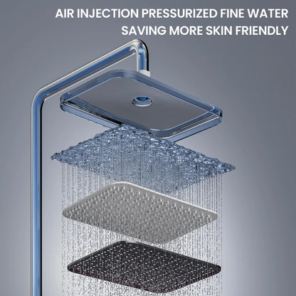 Bathroom Shower System LED Light Shower Head Set Brass Mirror Thermostatic Bathtub Faucet Digital Display Hot & Cold Showers