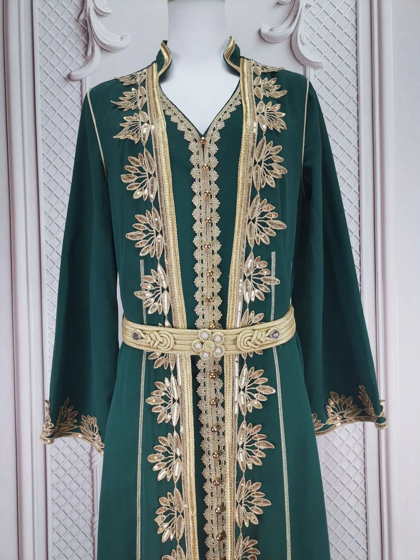 Eid muslimische Frauen Party Stickerei Kleider 2 Stück Set Jalabiya Ramadan Islam Vestidos arabische Robe Marokko Dubai Abayas Kaftan