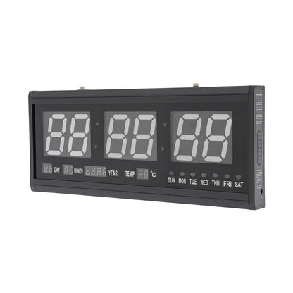 220 V große LED-Digital-Wanduhr, Zeit, Temperatur, Datum, Woche, Anzeige, automatischer Dimmer, leuchtende, leise Tischuhr, Wanduhr, 48 x 19 cm
