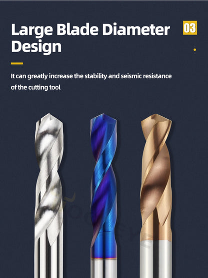 TOOLEYE Hartmetallbohrer Hartmetallbohrer Wolframstahl Spiralbohrer für Metallbearbeitung CNC-Drehmaschine Bohrwerkzeuge 1,0–20,0 mm