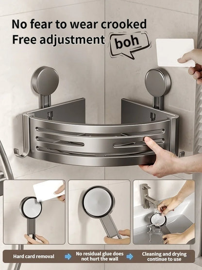 Badezimmer-Aufbewahrungsregal ohne Bohren, Saugnapf, Badezimmer-Waschbecken, wandmontiertes Badezimmer-Aufbewahrungsregal, Küchenaufbewahrung