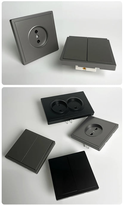 Europäische Wandsteckdose, EU-Steckdose, USB-Typ-C-Ladeanschlüsse, 1/2-Gang-Lichtschalter, 16 A 250 V, Unterputzmontage, weißes Panel, 80 x 80 mm.