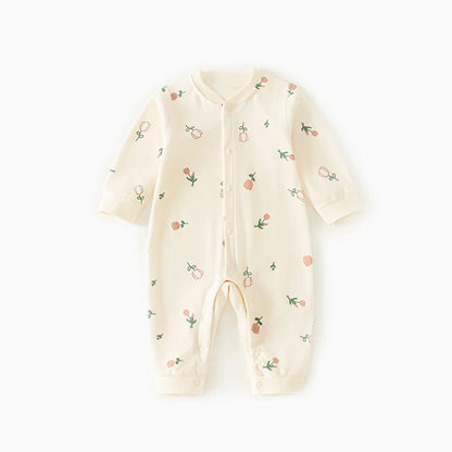 0-2Y Reine Baumwolle Langarm Neugeborenen Baby Strampler Haut-freundliche Einteilige Windel Overall Unterwäsche Infant Cartoon Homewear
