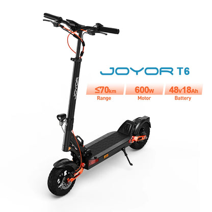 JOYOR T6 Adult Electric Scooter 600W Motor 48V18AH Battery E-Mountain Escooter 10" Off-Road Tire Foldable E-Scooter.