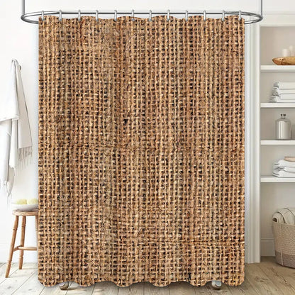 Duschvorhang aus natürlicher Jute, rustikaler gewebter wasserdichter Stoff für Badezimmerdekoration in brauner Farbe (180 x 180 cm), AliExpress