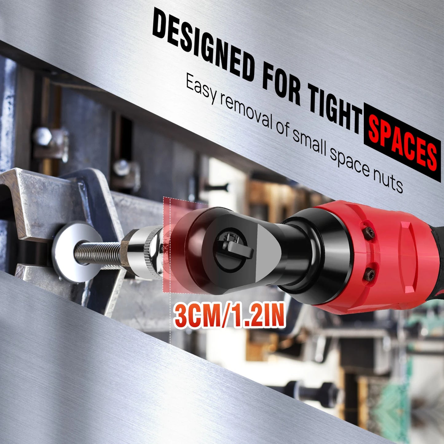 DayPlus 3/8 Zoll kabelloser elektrischer Ratschenschlüssel, 12 V Power-Ratschengerät 200 NM mit 2 x 1500 mAh-Batterien 90 °   Winkelschlüssel, 7 Steckdosen