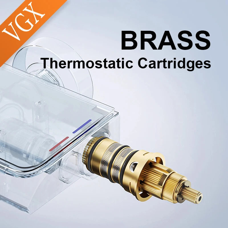 VGX Thermostatic Shower System Set Smart Digital Bathroom Shower Faucet Set Temperature Display Rainlfall Bathroom Shower Set