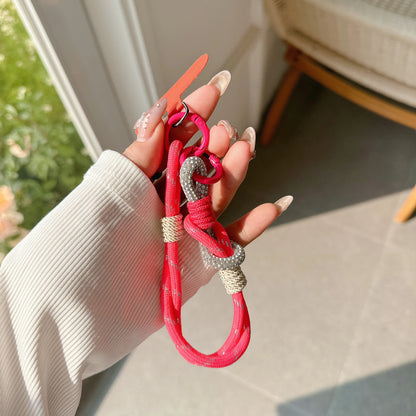 Rhinestone Short Strap Cell Phone Detachable Rope Keychain Braided Mobile Phone Lanyard Hanging Chain Ring Cord Wrist Strap.