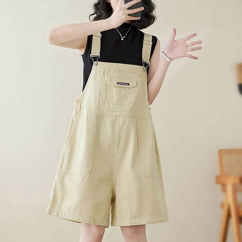 Denim Jumpsuits for Women Vintage Korean Style One Piece Outfit Casual Loose Rompers Wide Leg Jeans Summer New Women Clothing.