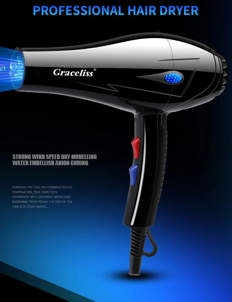 Original EU Plug Hot Cold Wind Professional Hair Dryer Blow dryer Hairdryer For Hair Salon for Household Use.