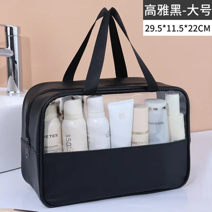 Waterproof Cosmetic Bag Portable Portable Cosmetic Storage Bag Large Capacity Pu Transparent Wash Bag Travel Storage Bag