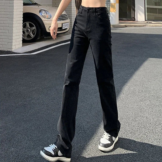 Frau Koreanische Hohe Taille Streetwear Gerade Bein Jeans Mädchen Y2k Kleidung Hosen Weibliche Mode Schwarz Baggy Harajuku Denim Hosen