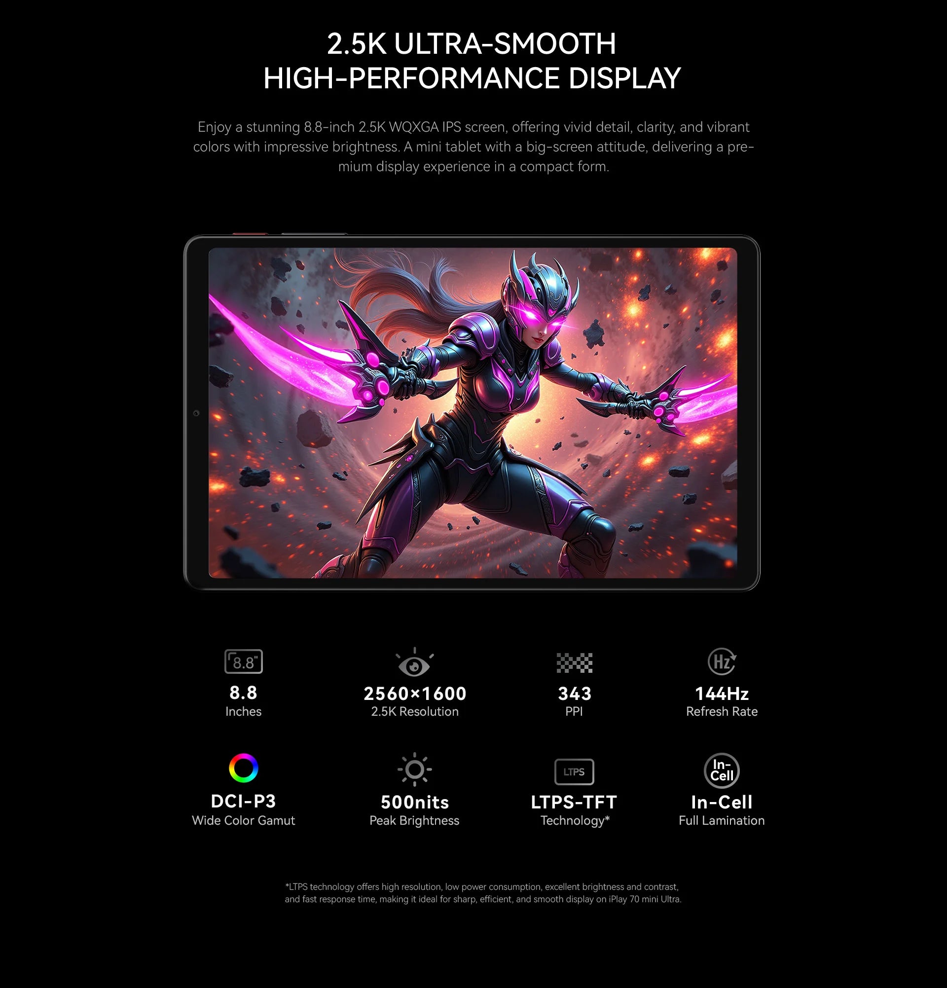 ALLDOCUBE iPlay 70 mini Ultra Gaming Tablet 8.8'' 2.5K 144Hz Snapdragon 7+Gen3 20GB（12+8 Virtual）RAM 256GB ROM 7300mAh Android14.