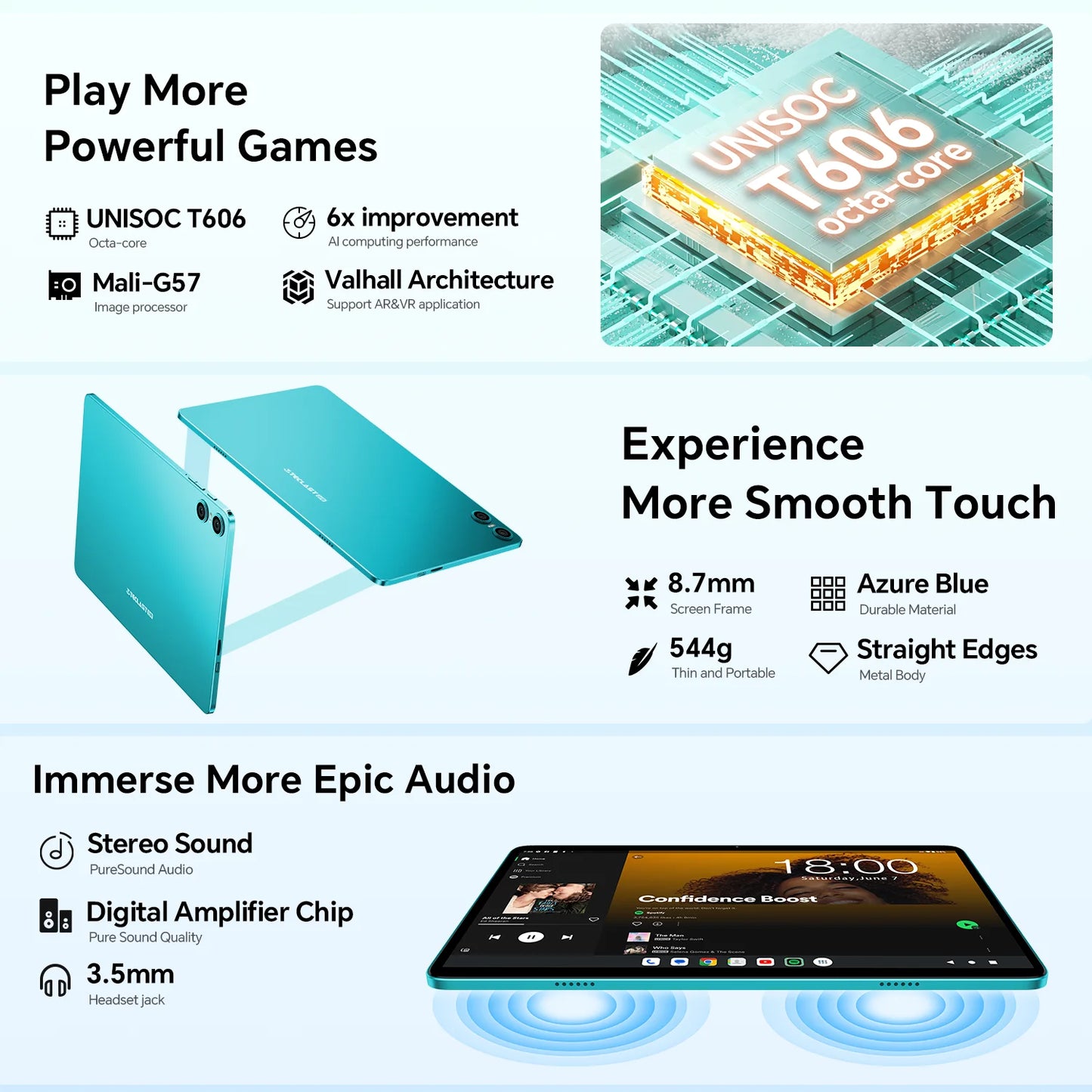 Teclast P30 Android 14 Tablet with 10.1" IPS Display, Max 12GB RAM, 128GB ROM, UNISOC T606 Octa-Core, Type-C, 3.5mm Jack, Widevine L1.