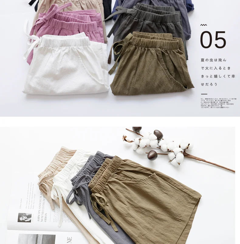 Summer Cotton Linen Shorts Women High Waist Oversize Shorts Short Pants Women Fashion Casual Sports Shorts Female S-XL.