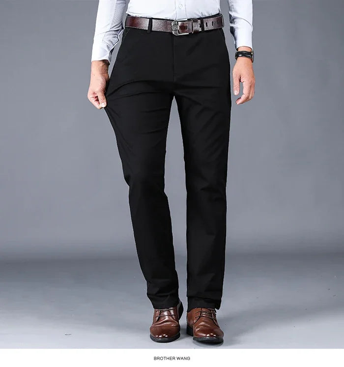 2024 neue 98% Baumwolle Casual Hosen Männer Kleidung der Klassischen Gerade Lose Hohe Taille Elastische Hose Männliche Marke Kleidung.