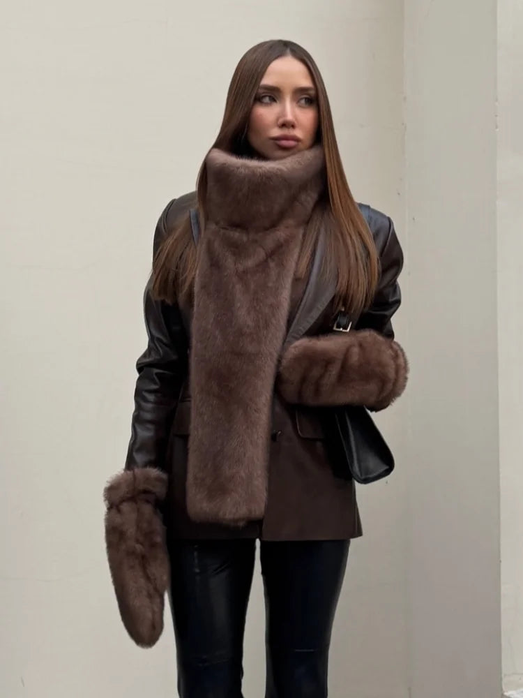 Schwarz Luxus Faux Pelzmantel Frauen Mode Oansatz Langarm Flauschigen Lose Jacke 2025, Winter Dame Verdicken Warme Straße Outwear