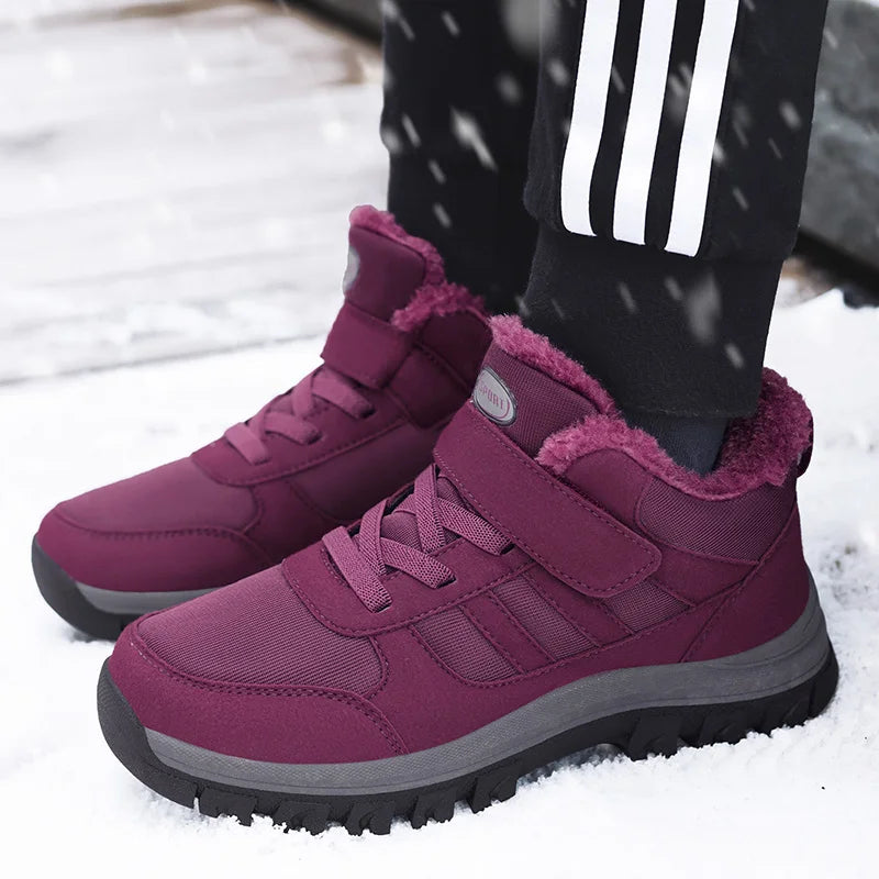 Ladies Snow Boots Warm Winter New Plush Thick Sole Casual Non-slip Comfort Shock-absorbing Unisex Outdoor Flat Walking Shoes.