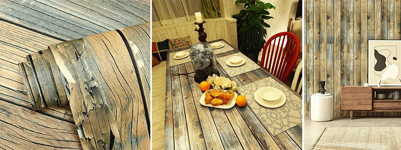 Retro Faux Wood Grain Peel And Stick Wallpaper Self-adhesive Wood Plank Wallpaper Roll Removable Vinyl Wall Covering For Restaur