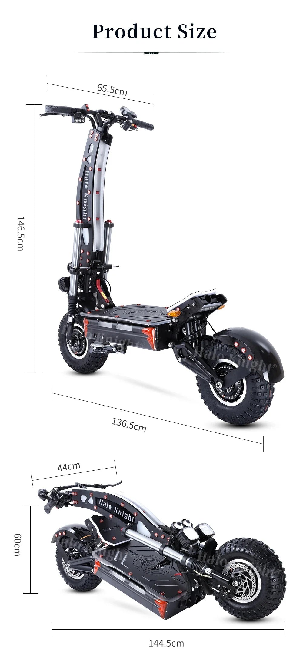 Halo Knight T107Max Electric Scooter Adult 14 Inch Off road Tires E-Scooter  for Men 4000W 72V 50 AH Foldable City EScooter.