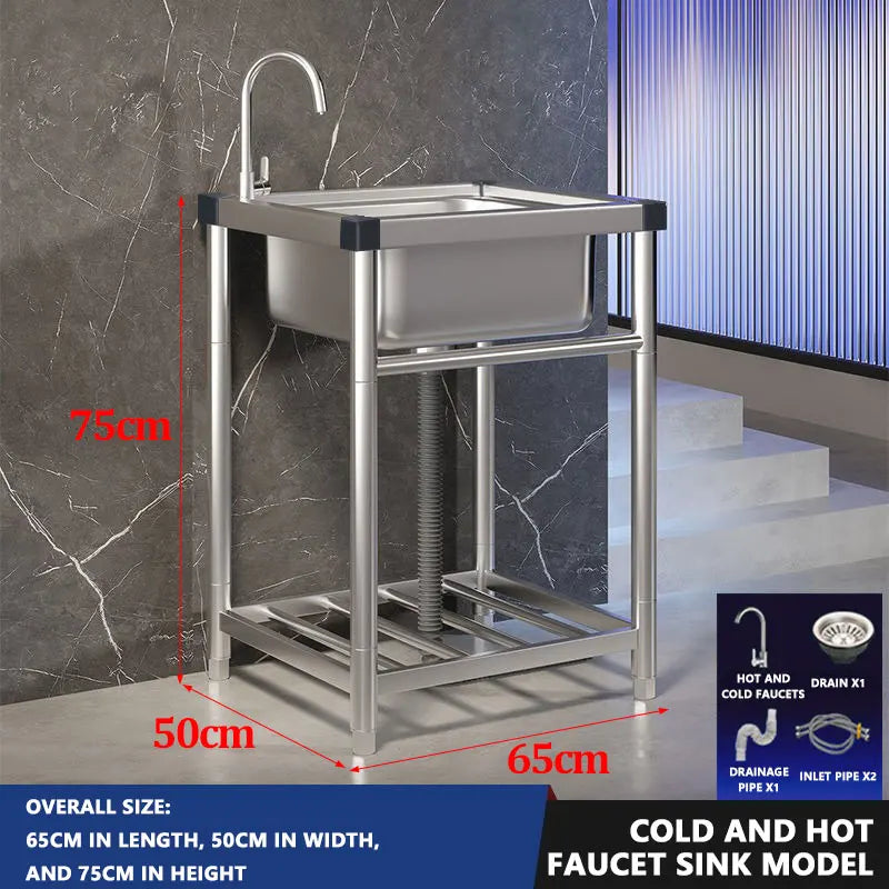 Wash Basin 304 Stainless Steel Sink with Bracket Single/double Sink Wash Basin For Kitchen, Garage, Laundry and Basement