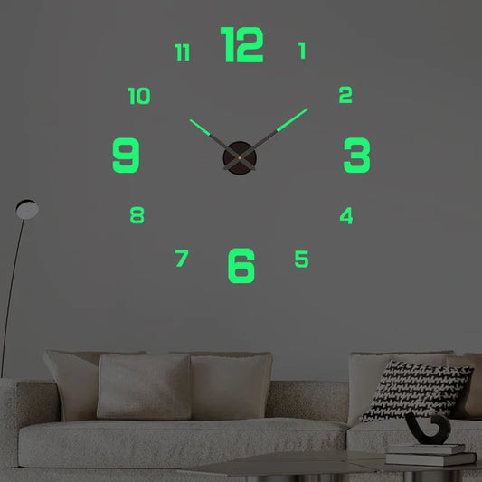 3D Wanduhr Leucht Rahmenlose Wanduhren DIY Digital Clock Wand Aufkleber Stille Uhr für Home Wohnzimmer Büro Wand decor