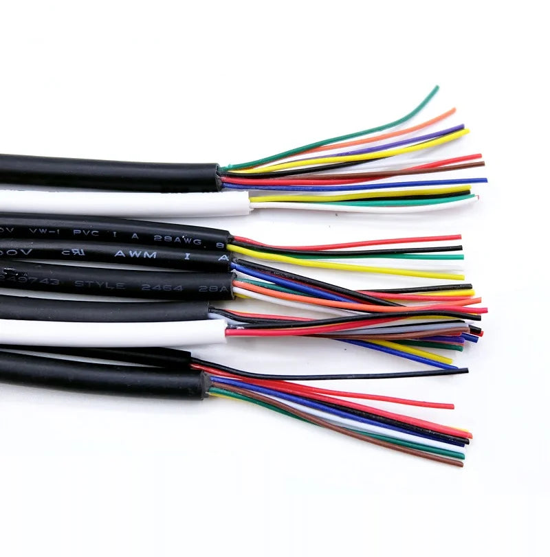 Sheathed Wire Cable 30 28 26 24 22 20 18 AWG Tinned Copper 2 3 4 5 6 7 8 10 Core Electronic Audio Wire For Automotive LED Lights.