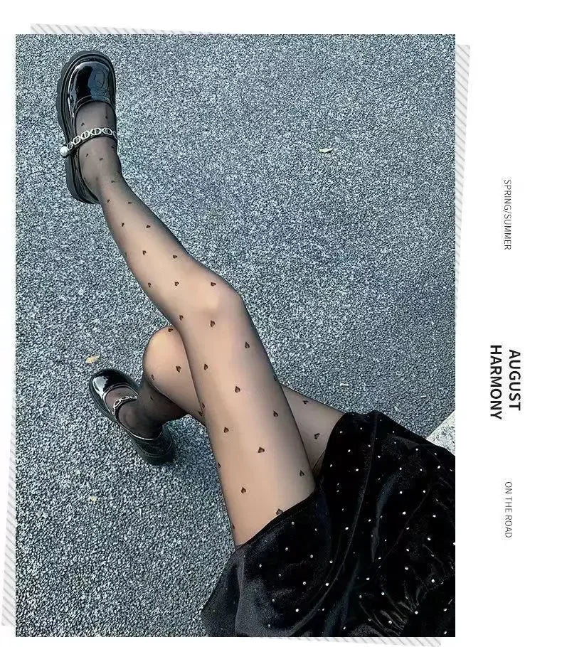 Thin Summer Black Silk Stockings Women's High Transparent Anti-Catch Wear-Resistant Polka Dot Design Comfortable Underwear.