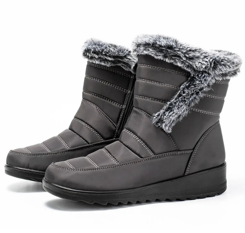 Women's Boots Super Warm Fur Botas Mujer 2025 Snow Boots Low Heels Winter Shoes Woman Black Rubber Winter Boots Women Footwear.