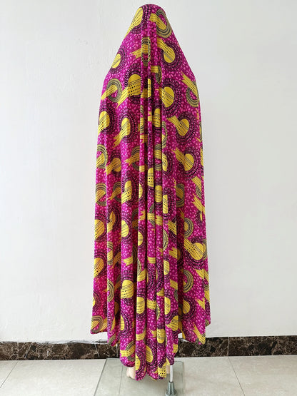 6XL  Muslim Womens Hooded Abaya African Sleeveless Prayer Garment Kaftan Dress With Hijab Floral Dubai Saudi Robe Ramadan