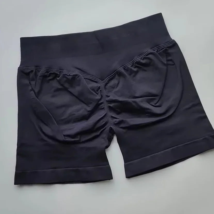 WOMEN SPORTS Impact Shorts Low Ribbed Waist Seamless Scrunch Bum Workout Gym Shorts Booty Hight Stretch Running Shorts.