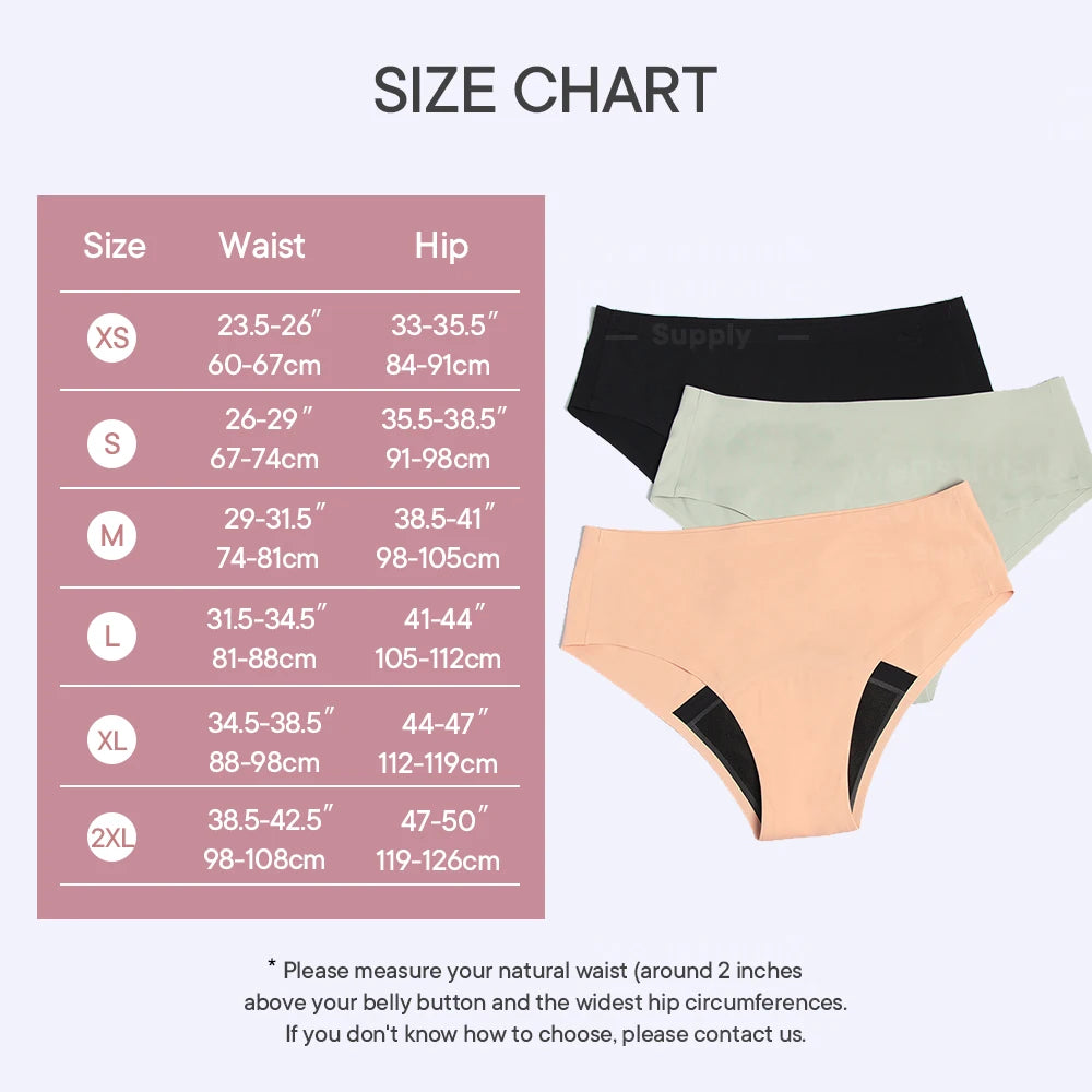 Seamless 4-Layer Menstrual Panties Mid-brief Breathable Reusable Leakproof Underwear for Women Fast Absorption.