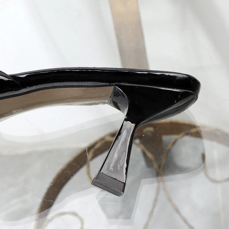 High heeled slippers 2025 Summer wear open-toed Women's sandals with thin heels 7CM Sexy red high heels Banquet shoes.