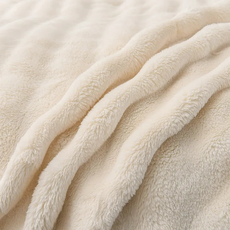 Solid Color Flannel Rabbit Fur Blanket Nap Cover Blanket Soft Sofa Blanket Coral Fleece Cover For Bedroom Manufacturer Wholesale