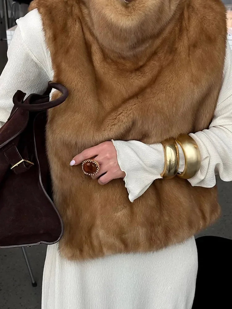 Schwarz Luxus Faux Pelzmantel Frauen Mode Oansatz Langarm Flauschigen Lose Jacke 2025, Winter Dame Verdicken Warme Straße Outwear