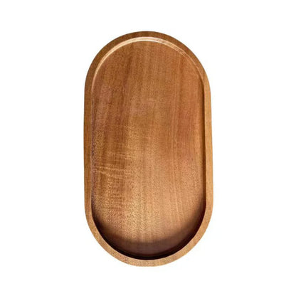 1PC Wooden Serving Trays Oval Wood Tray Platters for Serving Food Dishes Dinner Plates Solid Wood Round Dessert Plate.