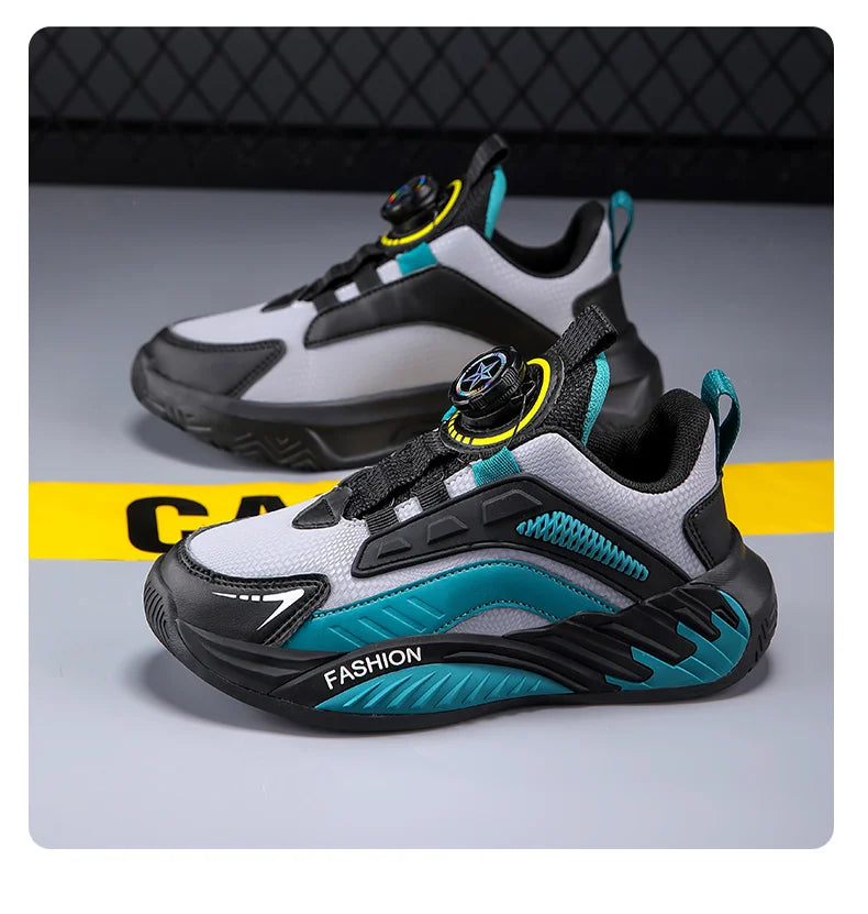 Fashion New Kids Boy Running Sport Shoes Leather Sneakers Children Outdoor Lightweight Breathable Tenis Footwear