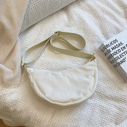 Solid Color Corduroy Women's Hobos Shoulder Bag Retro Casual Female Crossbody Bags Ladies Daily Travel Handbags Messenger Bag.