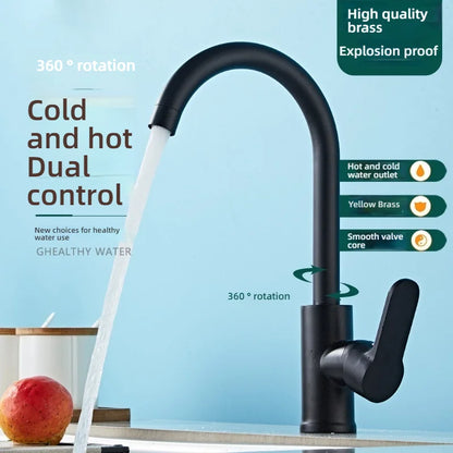 Kitchen Hot and Cold Water Faucets Household Kitchen Sink Splash Proof Sink Tap Deck Mounted Sprayer Taps