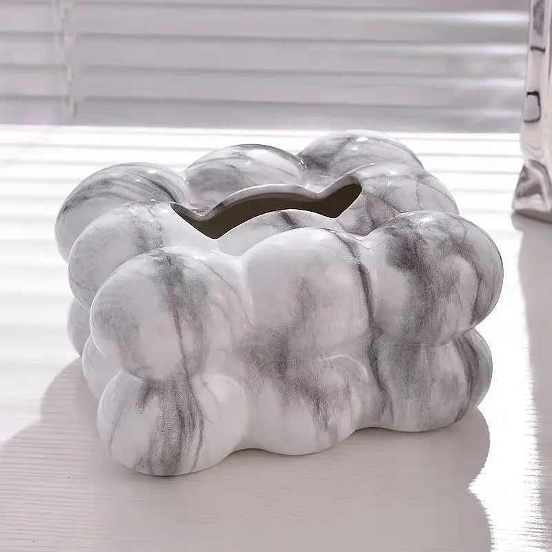 Geometry Tissue Box Cover Decorative Facial Tissue Holder Case Container for Bedroom Tissue Box Covers Rectangular Ceramic