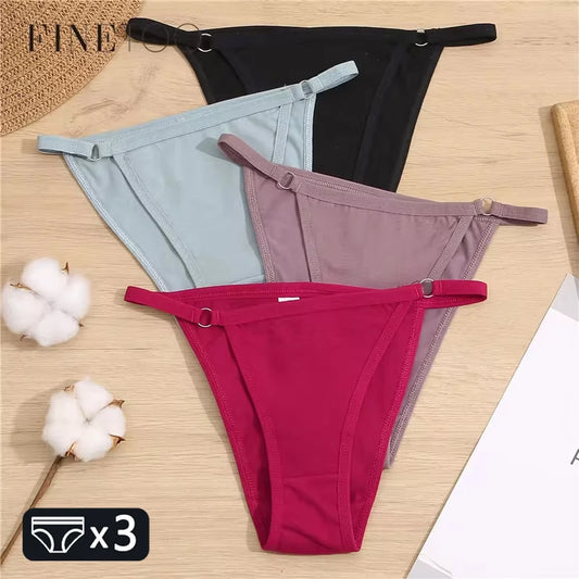 FINETOO 3Pcs/set Cotton Briefs Panties Women Sexy Low Waist Underwear M-2XL Ladies Cotton Underpants Soft Feamle Lingerie 2024.