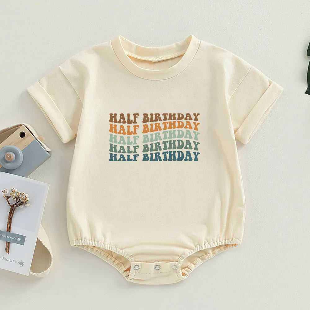 Halber Geburtstag Outfit Baby Jungen Mädchen 1/2 Weg zu einer Blase Stram pler Sommer Kurzarm Kleinkind Baby übergroße T-Shirt Stram pler.