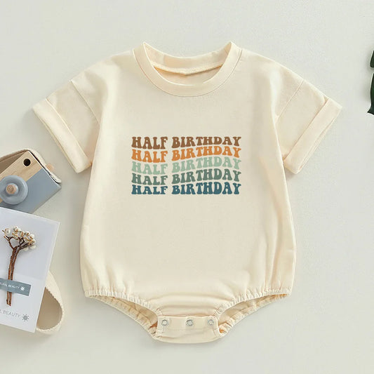 Halber Geburtstag Outfit Baby Jungen Mädchen 1/2 Weg zu einer Blase Stram pler Sommer Kurzarm Kleinkind Baby übergroße T-Shirt Stram pler.