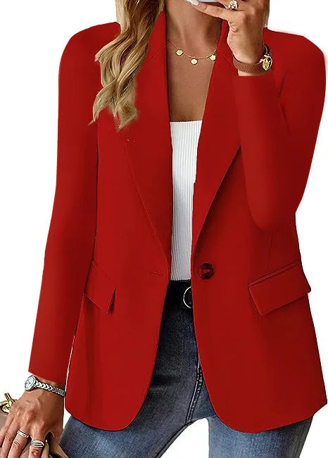 Modische Casual Frauen Blazer 2024 Frühling Herbst Neue Einfarbig Drehen Unten Kragen Langarm Anzug Mantel Elegante Büro Dame.