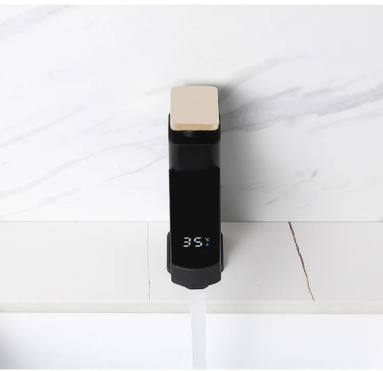 Digital Basin Faucets Smart Bathroom Faucet Shower Room Taps Water Temperature LED Black White Sink Tap Rotating Stainless Steel